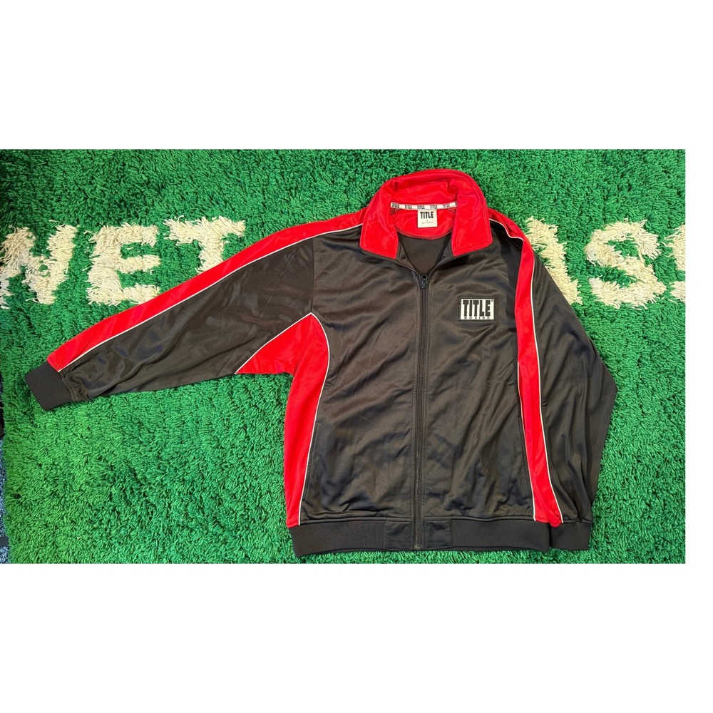 Title Boxing Track Jacket Mens M Black Red Like New Full Zip Athletic Warm Up